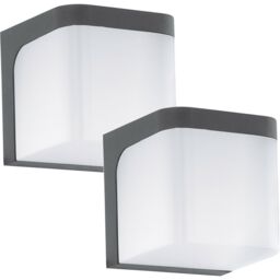 Loops 2 PACK IP44 Outdoor Wall Light Anthracite Cast Aluminium 6W LED Lamp - thumbnail 1