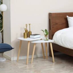 EONLION Side Table Set of 2, Modern End Coffee Bedside Tables in White - Size: 100 cm - thumbnail 5