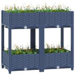 Berkfield Home Raised Bed 80x40x71 cm Polypropylene in Grey - Size: 80 x 40 x 71 cm - thumbnail 2
