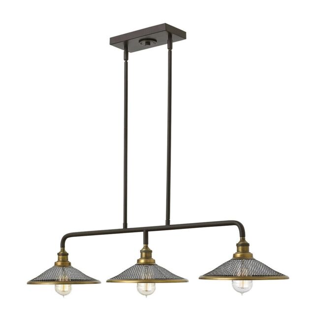 Loops 3 Bulb Chandelier Hanging Pendant LIght Buckeye Bronze LED E27 60W Bulb