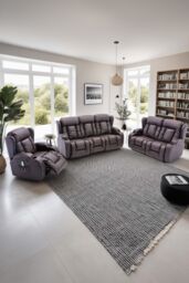 More4Homes Caesar Electric Recliner Bonded Leather 1+2+3 Seater Sofa Set in Brown - thumbnail 1