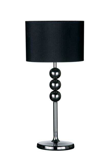 Orsina Gunmetal Table Lamp With Black Shade, Modern Lamp With Chrome Ball Accents, Durable Metal Base Table Light - image 1