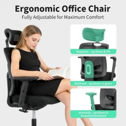 London Boutique 360° Swivel Desk Chair Rolling Height Adjustable Mesh Office Chair in Black - thumbnail 8