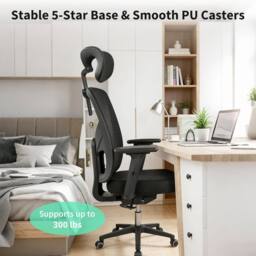 London Boutique 360° Swivel Desk Chair Rolling Height Adjustable Mesh Office Chair in Black - thumbnail 3