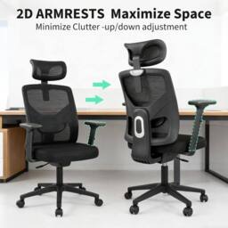 London Boutique 360° Swivel Desk Chair Rolling Height Adjustable Mesh Office Chair in Black - thumbnail 5