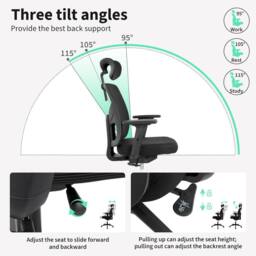 London Boutique 360° Swivel Desk Chair Rolling Height Adjustable Mesh Office Chair in Black - thumbnail 4