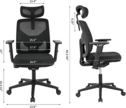 London Boutique 360° Swivel Desk Chair Rolling Height Adjustable Mesh Office Chair in Black - thumbnail 2
