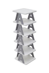 H&O Direct 6-Tier Folding Plastic Shoe Rack in Grey - thumbnail 3