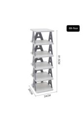 H&O Direct 6-Tier Folding Plastic Shoe Rack in Grey - thumbnail 4