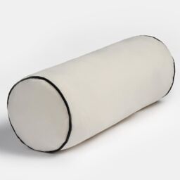 OHS Bolster Cushion Matte Velvet Filled Bedroom Sofa Plump Decorative Scatter Pillow in Cream - thumbnail 5