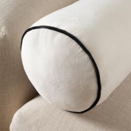 OHS Bolster Cushion Matte Velvet Filled Bedroom Sofa Plump Decorative Scatter Pillow in Cream - thumbnail 3