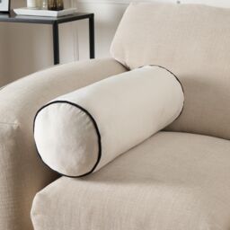 OHS Matte Velvet Filled Bolster Cushion Scatter Throw Pillow in Cream