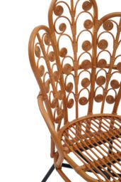 Orsina Brown Natural Rattan Scalloped Back Chair, High Back Rattan Lounge Chair, Outdoor Rattan Chair for Garden - thumbnail 5