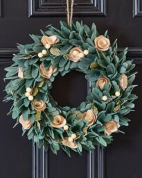 Dibor Crocus & Berry Festive Decor Front Door Christmas Wreath 35cm in Green