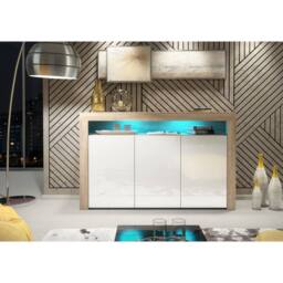 Mex Furniture LTD Sideboard Aether 155cm - Oak & White Gloss Doors & LED Lights - thumbnail 5
