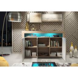 Mex Furniture LTD Sideboard Aether 155cm - Oak & White Gloss Doors & LED Lights - thumbnail 6