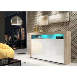 Mex Furniture LTD Sideboard Aether 155cm - Oak & White Gloss Doors & LED Lights - thumbnail 2