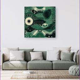 Warren Reed - Designer Abstract Green Moon Canvas - Size: w40 inch x h40 inch - thumbnail 4