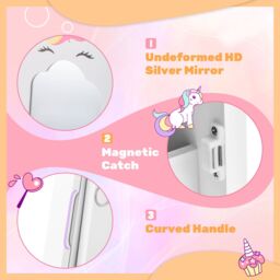 Costway Kids Jewelry Cabinet Standing Children Jewelry Organizer w/Drawer-White in White - thumbnail 4