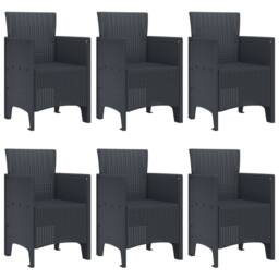 Berkfield Home 7 Piece Garden Dining Set Anthracite Poly Rattan in Grey - thumbnail 4