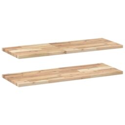Berkfield Home Floating Shelves 2 pcs 100x30x2 cm Untreated Solid Wood Acacia in Brown - Size: 100 x 30 x 2 cm - thumbnail 2