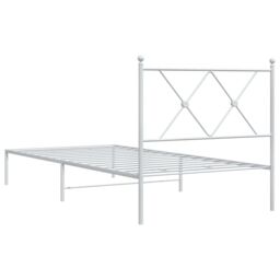 Berkfield Home Metal Bed Frame without Mattress with Headboard White 90x200cm - Size: 90x200 cm - thumbnail 6
