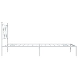 Berkfield Home Metal Bed Frame without Mattress with Headboard White 90x200cm - Size: 90x200 cm - thumbnail 5