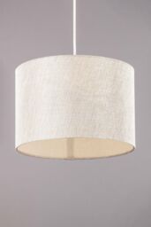 BHS Lighting Metallic Linen Easy Fit Light Shade in Natural - Size: 30 cm diameter x 21 cm high - thumbnail 1