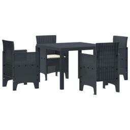 Berkfield Home 5 Piece Garden Dining Set with Cushions Anthracite Poly Rattan - thumbnail 2