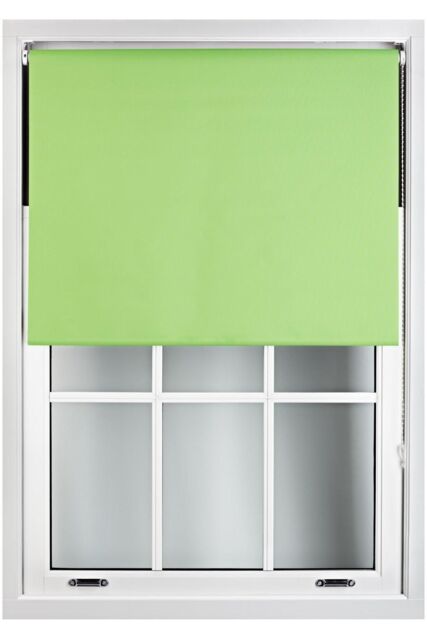 Furnished Lime Green Blackout Roller Blinds - Trimmable Window Shade for Home & Office - Size: 185 cm width x 165 cm drop - image 1