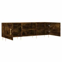 Berkfield Home TV Cabinet Smoked Oak 150x30x50 cm Engineered Wood in Brown - Size: 150 x 30 x 50 cm - thumbnail 6