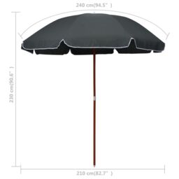 Berkfield Home Parasol with Steel Pole 240 cm Anthracite in Black - thumbnail 5
