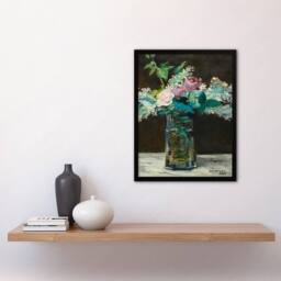 Artery8 Edouard Manet Framed Wall Art Print Vase of White Lilacs & Roses - Size: A4 - thumbnail 2