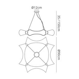 Netlighting Ora Pendant 8 Flat Round Light E27 Gloss Red White Acrylic Chrome - thumbnail 2