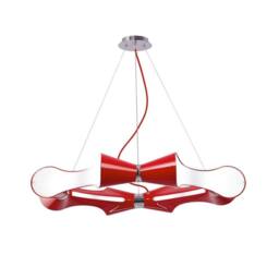 Netlighting Ora Pendant 8 Flat Round Light E27 Gloss Red White Acrylic Chrome