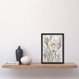 "Artery8 Crocus Flowers in Bloom Artwork Pastel Bouquet Framed Art Print in White - Size: W12"" x H16""" - thumbnail 4