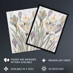 "Artery8 Crocus Flowers in Bloom Artwork Pastel Bouquet Framed Art Print in White - Size: W12"" x H16""" - thumbnail 2