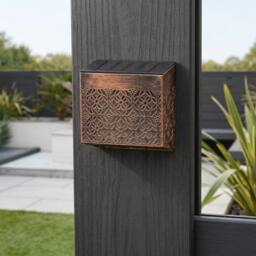Garden Greatness Maroc Solar Wall Fence Decorative Post Light in Bronze - Size: 1 Pack - thumbnail 2