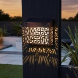 Garden Greatness Maroc Solar Wall Fence Decorative Post Light in Bronze - Size: 1 Pack