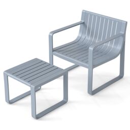 Gymax 2-Piece Patio Furniture Set Weatherproof PP Chair With Coffee Table in Grey - thumbnail 9