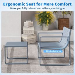 Gymax 2-Piece Patio Furniture Set Weatherproof PP Chair With Coffee Table in Grey - thumbnail 5