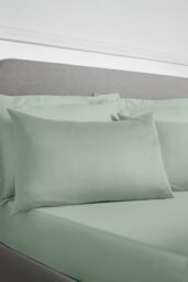 Bianca 400 Thread Count Cotton Sateen Standard Pillowcases in Green - Size: Standard Pillow Case - thumbnail 2