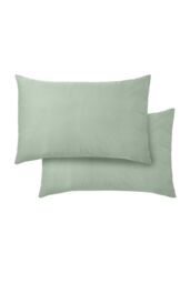 Bianca 400 Thread Count Cotton Sateen Standard Pillowcases in Green - Size: Standard Pillow Case - thumbnail 4