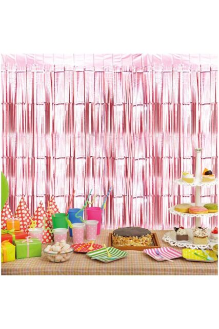 Netagon Metallic Tinsel Curtain 3M x 1M Rose Gold - image 1