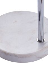 Teamson Home Modern Curved Arc Floor Lamp with Bell Shade & Marble Base, Chrome/White in Silver - thumbnail 7