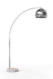 Teamson Home Modern Curved Arc Floor Lamp with Bell Shade & Marble Base, Chrome/White in Silver - thumbnail 3