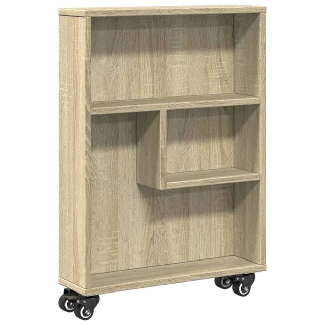Berkfield Home Narrow Storage Trolley Sonoma Oak 48x13x68 cm Engineered Wood in Light Brown - Size: 48 x 13 x 68 cm - image 1