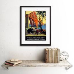 "Artery8 Rail Flying Scotsman Forth Bridge Lner UK 12x16"" Framed Wall Art Print - Size: W12"" x H16""" - thumbnail 2