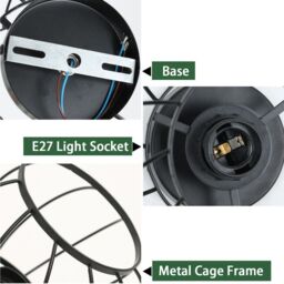 COMELY Industrial Ceiling Lights, Semi Flush Ceiling Lights, E27, Black - thumbnail 8