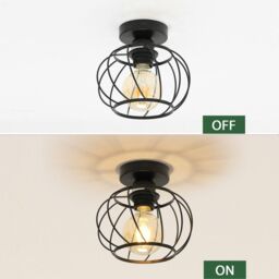 COMELY Industrial Ceiling Lights, Semi Flush Ceiling Lights, E27, Black - thumbnail 6